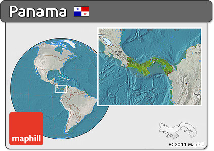 Satellite Location Map of Panama, lighten, semi-desaturated, land only