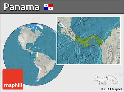 Satellite Location Map of Panama, lighten, semi-desaturated, land only