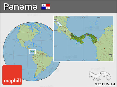 Satellite Location Map of Panama, savanna style outside