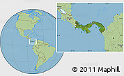 Satellite Location Map of Panama, savanna style outside