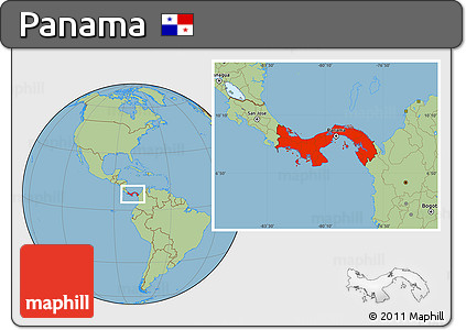 Savanna Style Location Map of Panama