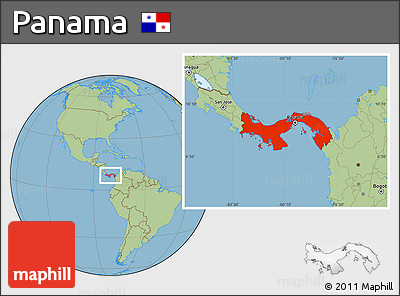 Savanna Style Location Map of Panama