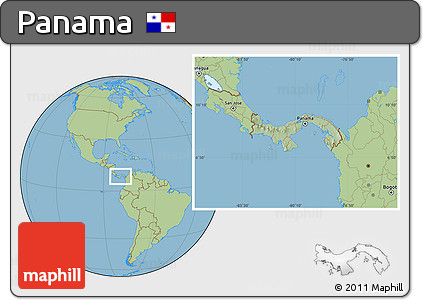 Savanna Style Location Map of Panama, hill shading inside