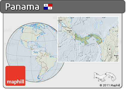 Savanna Style Location Map of Panama, lighten, hill shading
