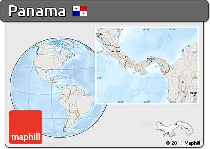 Shaded Relief Location Map of Panama, lighten