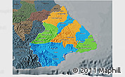Political 3D Map of Los Santos, darken, semi-desaturated