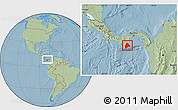 Savanna Style Location Map of Los Santos, within the entire country, hill shading