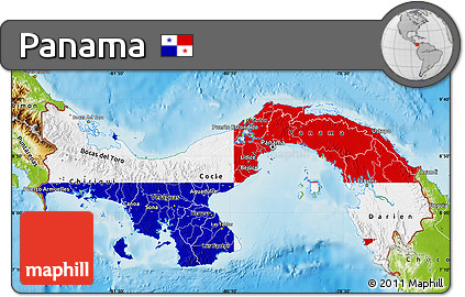 Flag Map of Panama, physical outside, flag centered