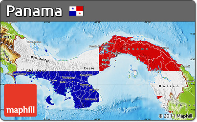 Flag Map of Panama, physical outside, flag centered