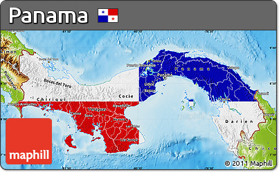 Flag Map of Panama, physical outside, flag aligned to the middle