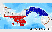 Flag Map of Panama, single color outside, bathymetry sea, flag aligned to the middle