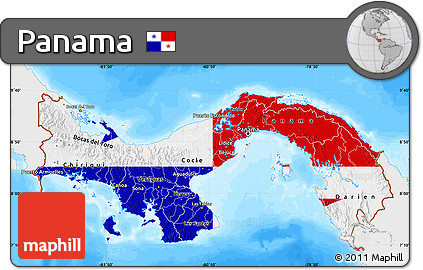 Flag Map of Panama, single color outside, bathymetry sea