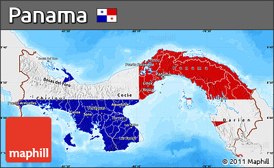 Flag Map of Panama, single color outside, bathymetry sea