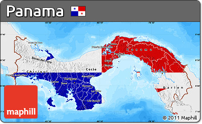 Flag Map of Panama, single color outside, bathymetry sea