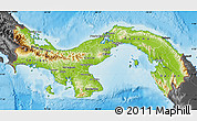 Physical Map of Panama, darken, desaturated, land only