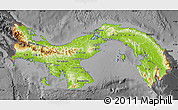 Physical Map of Panama, darken, desaturated