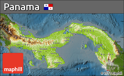 Physical Map of Panama, darken