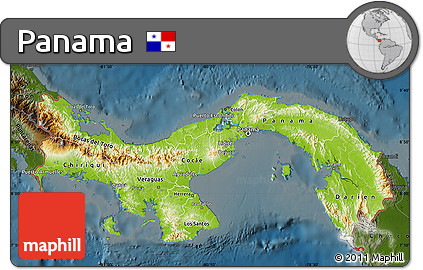 Physical Map of Panama, darken