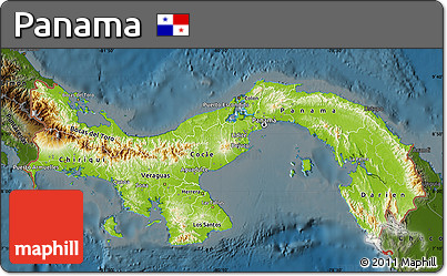 Physical Map of Panama, darken