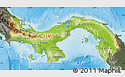 Physical Map of Panama, darken, semi-desaturated, land only