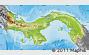 Physical Map of Panama, desaturated, land only