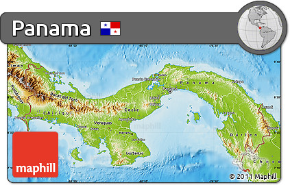 Physical Map of Panama