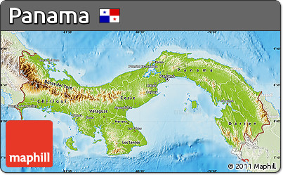 Physical Map of Panama, lighten, land only