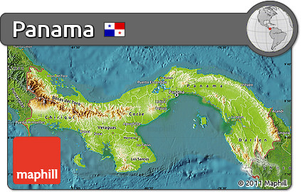 Physical Map of Panama, satellite outside