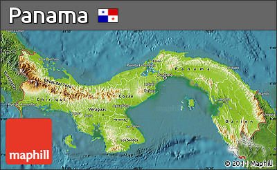 Physical Map of Panama, satellite outside