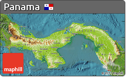 Physical Map of Panama, satellite outside