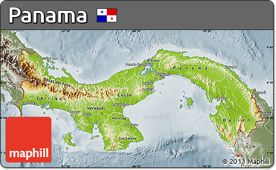 Physical Map of Panama, semi-desaturated