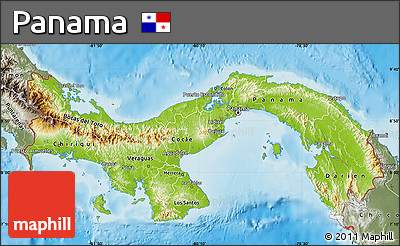 Physical Map of Panama, semi-desaturated, land only
