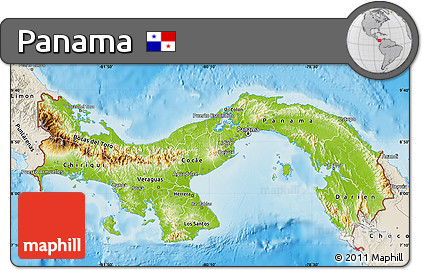 Physical Map of Panama, shaded relief outside
