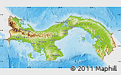 Physical Map of Panama, single color outside, bathymetry sea, shaded relief sea