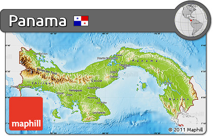 Physical Map of Panama, single color outside