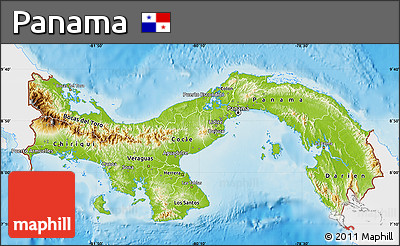 Physical Map of Panama, single color outside