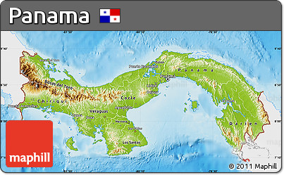 Physical Map of Panama, single color outside
