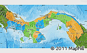 Political Map of Panama, satellite outside, bathymetry sea