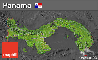 Satellite Map of Panama, darken, desaturated