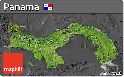 Satellite Map of Panama, darken, desaturated