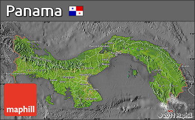 Satellite Map of Panama, desaturated