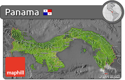 Satellite Map of Panama, desaturated