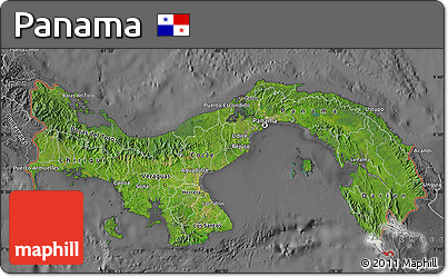 Satellite Map of Panama, desaturated