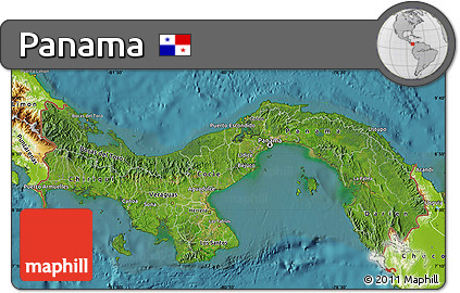 Satellite Map of Panama, physical outside, satellite sea
