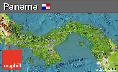Satellite Map of Panama, physical outside, satellite sea