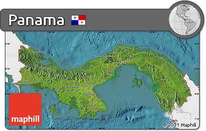Satellite Map of Panama, single color outside