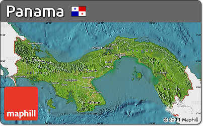 Satellite Map of Panama, single color outside