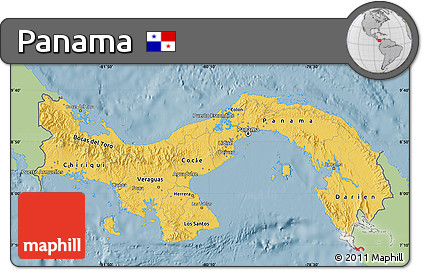 Savanna Style Map of Panama, single color outside
