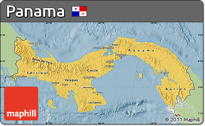 Savanna Style Map of Panama, single color outside