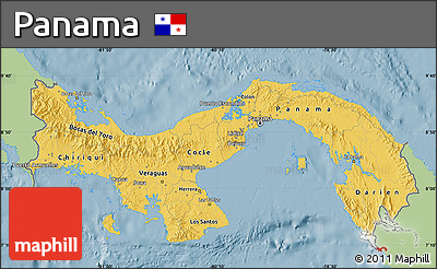 Savanna Style Map of Panama, single color outside